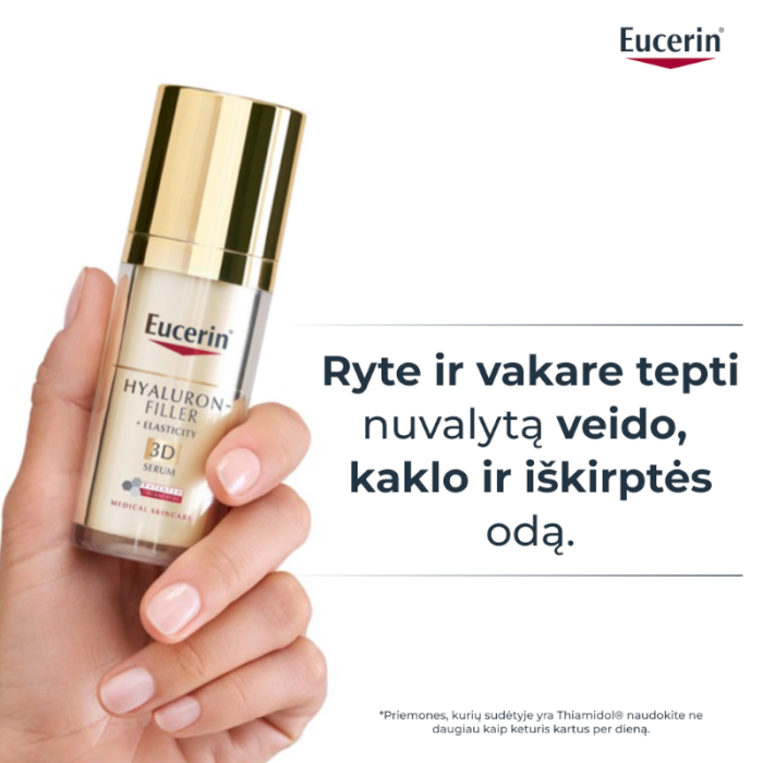 EUCERIN Hyaluron-Filler + Elasticity 3D veido serumas brandžiai odai, 30 ml