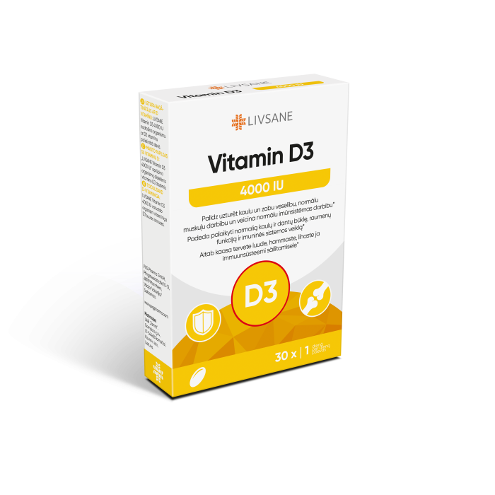 LIVSANE vitamino D3 4000 kapsulės, N30