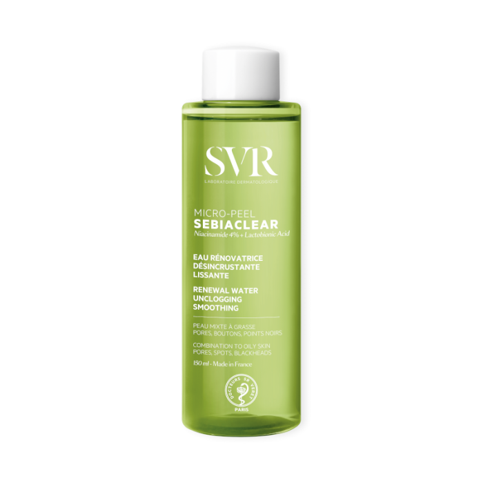 SVR SEBIACLEAR MICRO-PEEL šveičiamasis veido losjonas riebiai, probleminei odai, 150 ml