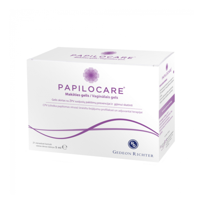 PAPILOCARE makšties gelis, vienadozės kaniulės, 5 ml, N21