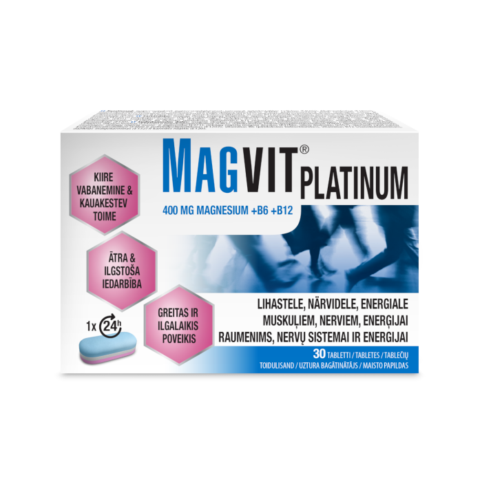 MAGVIT PLATINUM 400 mg Mg + B6 + B12 tabletės N30