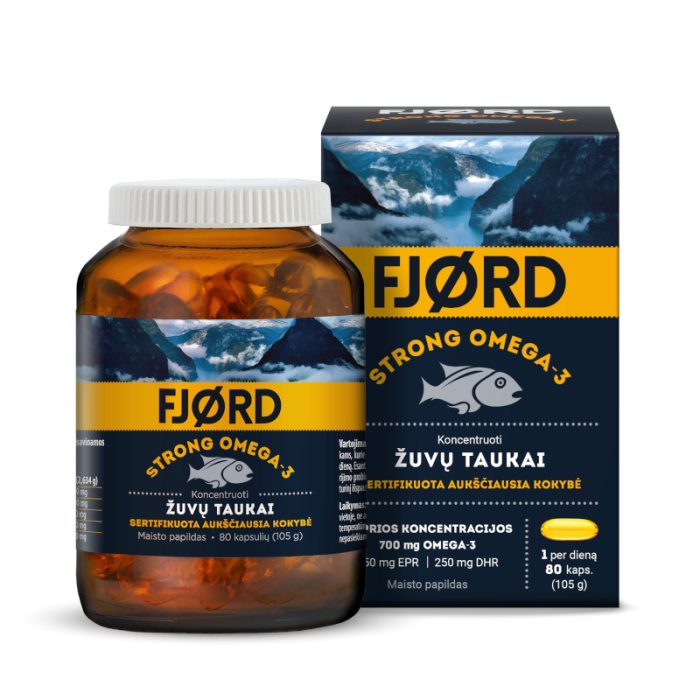 FJORD STRONG OMEGA-3 žuvų taukų kapsulės, N80