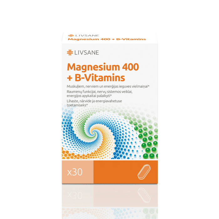 LIVSANE tabletės MAGNESIUM 400 + B-VITAMINS N30