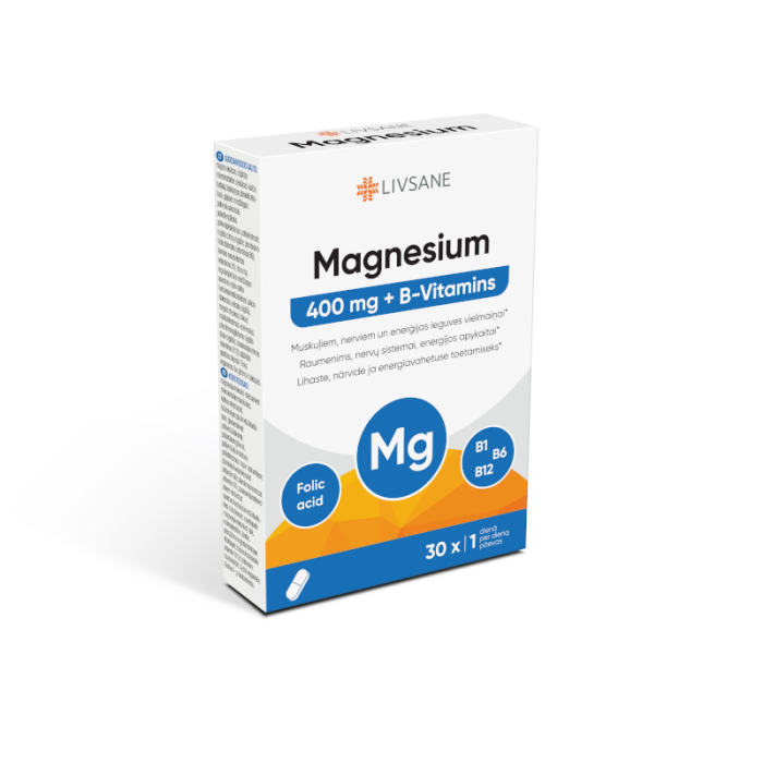 LIVSANE tabletės MAGNESIUM 400 + B-VITAMINS N30