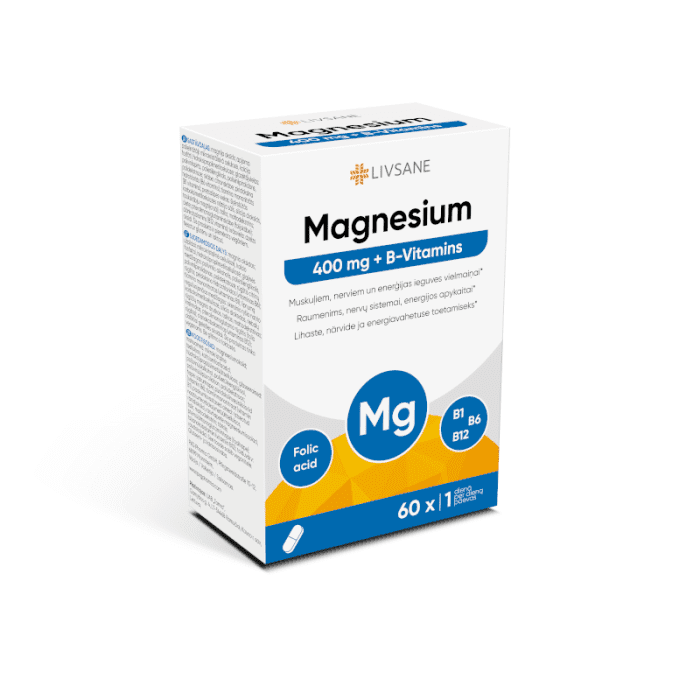 LIVSANE tabletės MAGNESIUM 400 + B-VITAMINS N60