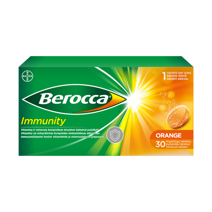 BEROCCA IMMUNITY vitaminų kompleksas, šnypščiosios tabletės, N30