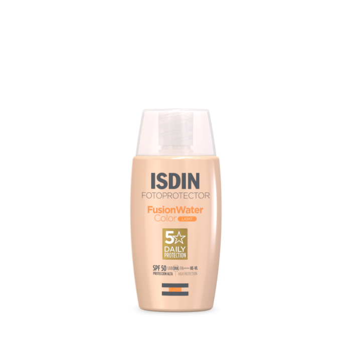ISDIN FUSION WATER MAGIC, veido emulsija SPF50 su spalva LIGHT, 50 ml