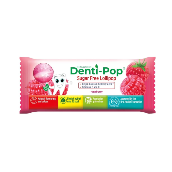 DENTI-POP aviečių skonio ledinukas be cukraus su vitaminu C ir D N1