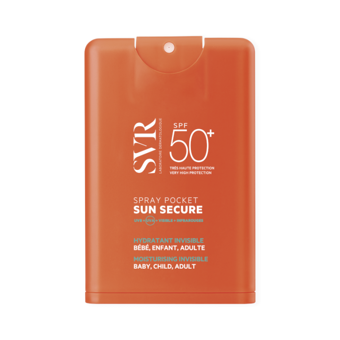 SVR SUN SECURE SPRAY POCKET SPF50+ kišeninio formato purškiama apsaugos nuo saulės, 20 ml