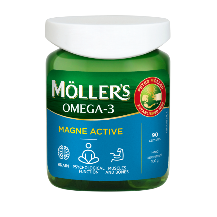 MOLLERS OMEGA-3 Magne Active kapsulės, N90