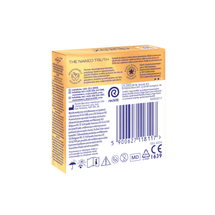 Durex Sensual prezervatyvai, 3 vnt.