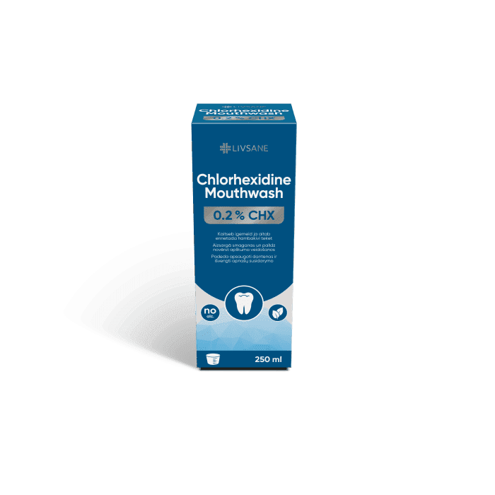 LIVSANE burnos skaliklis su 0,2% chlorhexidinu, 250 ml