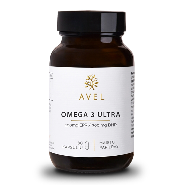 AVEL Omega 3 Ultra, 400 MG EPR/ 300MG DHR, 80 kapsulių
