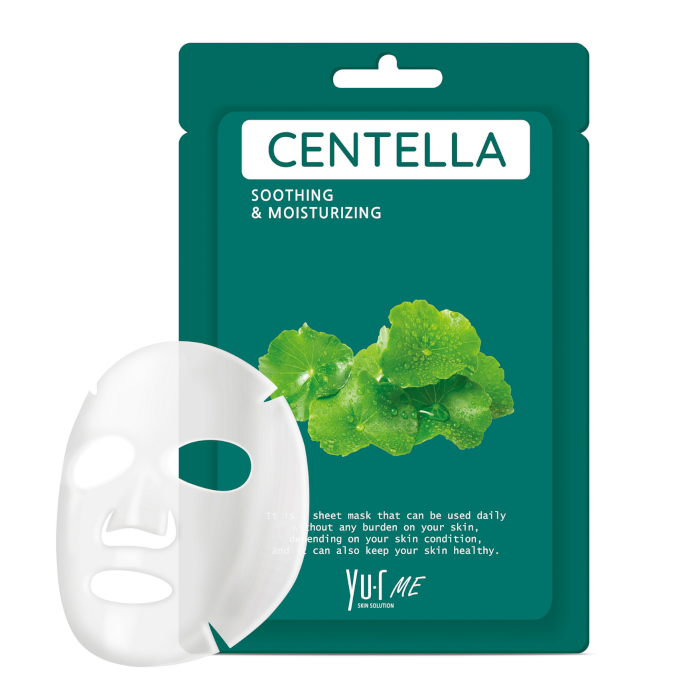 YU.R ME CENTELLA SHEET MASK lakštinė veido kaukė su azijinės centelės ekstraktu, N1