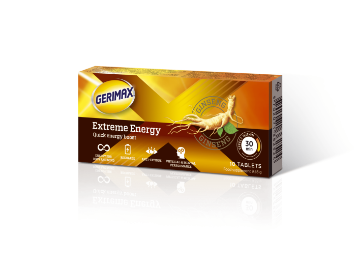 GERIMAX tabletės EXTREME ENERGY N10 