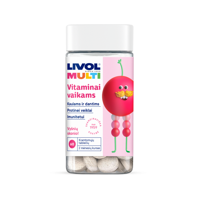 LIVOL MULTI Vaikams kramtomosios tabletės, vyšnių skonio, N60