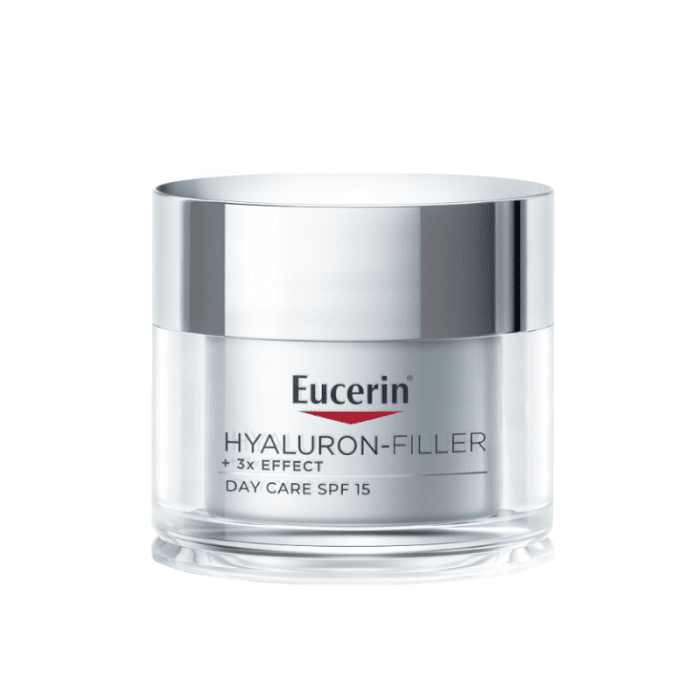 EUCERIN Hyaluron-Filler +3x Effect dieninis veido kremas SPF 15  sausai odai su hialurono rūgštimi, 50 ml