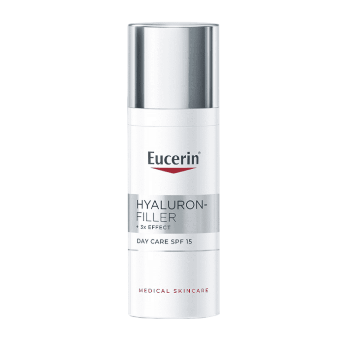 EUCERIN Hyaluron Filler +3x Effect dieninis veido kremas SPF 15 normaliai ir mišriai odai su hialurono rūgštimi, 50 ml