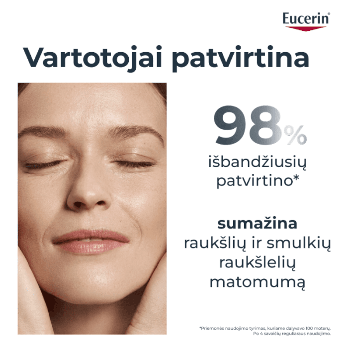 EUCERIN Hyaluron Filler +3x Effect dieninis veido kremas SPF 15 normaliai ir mišriai odai su hialurono rūgštimi, 50 ml