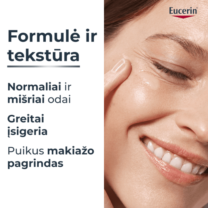 EUCERIN Hyaluron Filler +3x Effect dieninis veido kremas SPF 15 normaliai ir mišriai odai su hialurono rūgštimi, 50 ml