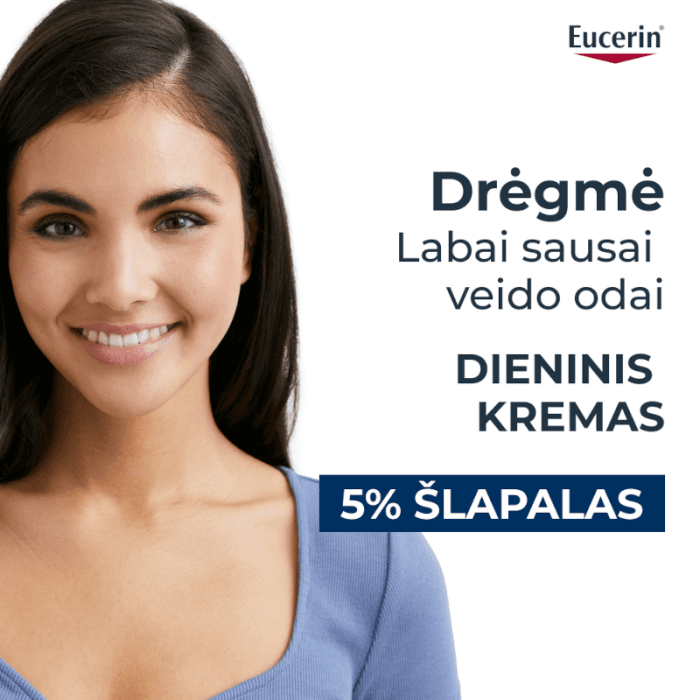 EUCERIN UreaRepair dieninis veido kremas sausai odai, 50 ml