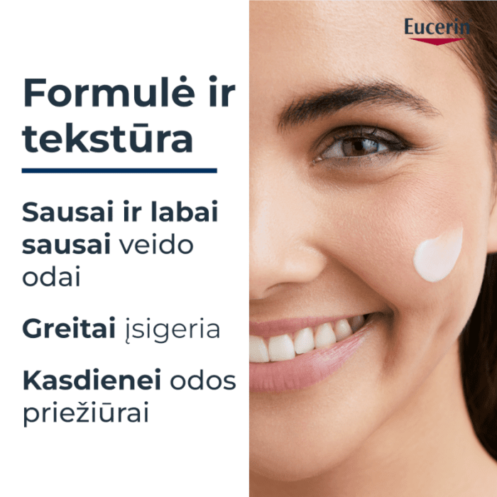 EUCERIN UreaRepair dieninis veido kremas sausai odai, 50 ml