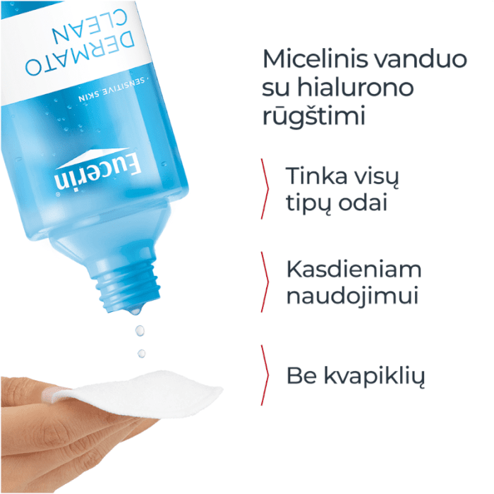 EUCERIN Dermatoclean 3 in 1 valomasis micelinis vanduo veidui, 400 ml