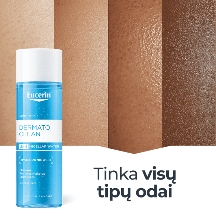 EUCERIN Dermatoclean 3 in 1 valomasis micelinis vanduo veidui, 400 ml