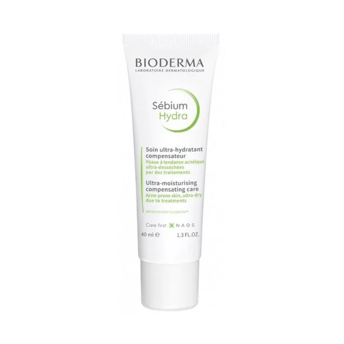 BIODERMA drėkinamasis atkuriamasis kremas išsausėjusiai į spuogus linkusiai odai, SEBIUM HYDRA, 40 ml
