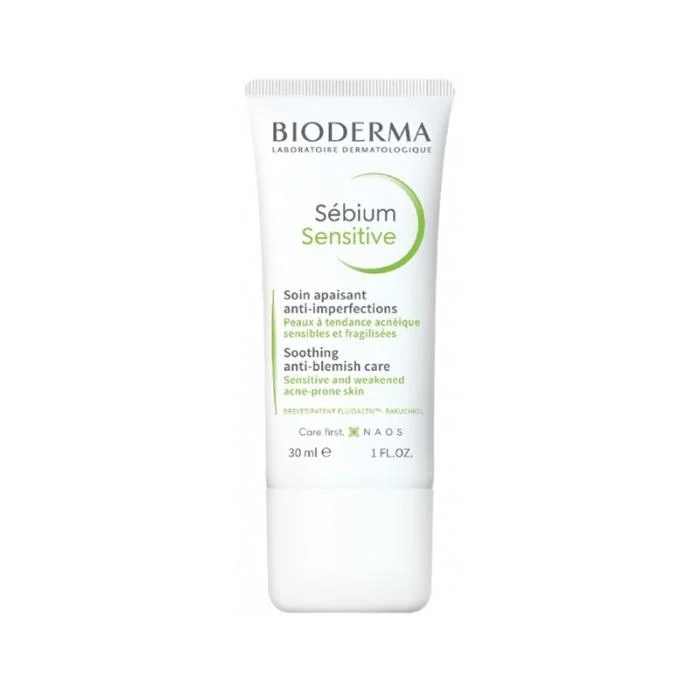 BIODERMA raminantis kremas į spuogus linkusiai, jautriai, susilpnėjusiai odai SEBIUM SENSITIVE, 30 ml