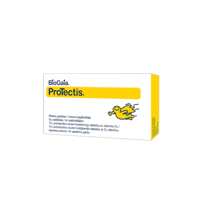 Biogaia Protectis kramtomosios tabletės su vitaminu D3, apelsinų skonio N10