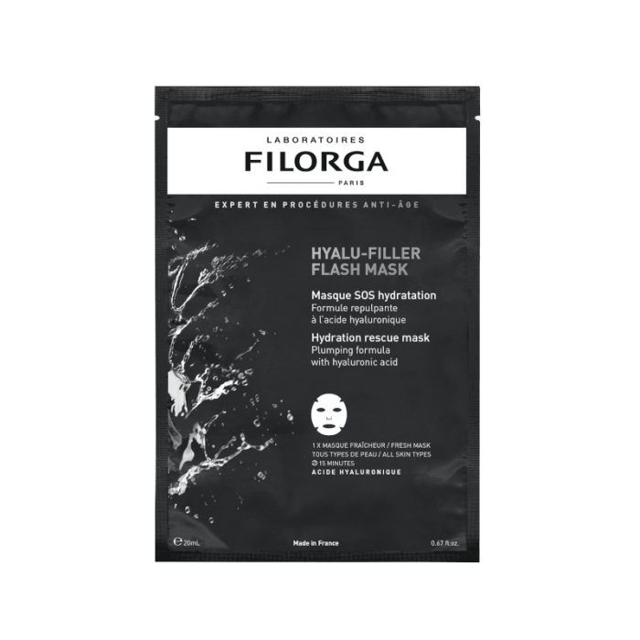 FILORGA lakštinė veido kaukė brandžiai, dehidratuotai odai HYALU-FILLER FLASH MASK, 1 vnt.