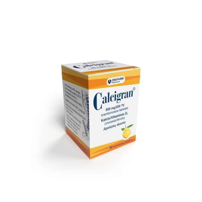 Calcigran 500 mg/200 TV kramtomosios tabletės N30