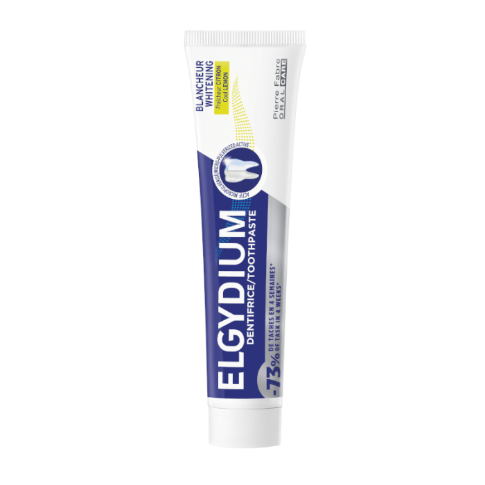 ELGYDIUM WHITENING Cool LEMON balinamoji dantų pasta nuo dantų dėmių, citrinų skonio, 75 ml