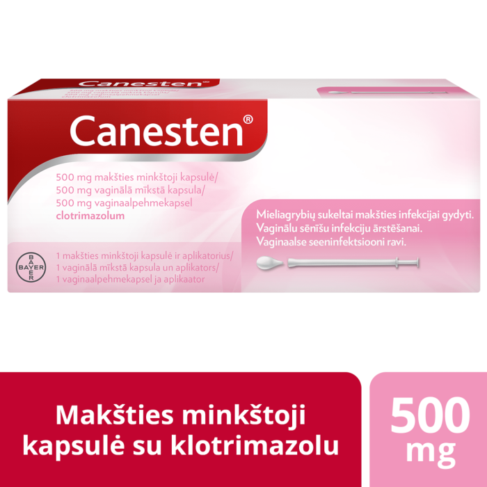 CANESTEN 500 mg makšties minkštoji kapsulė N1
