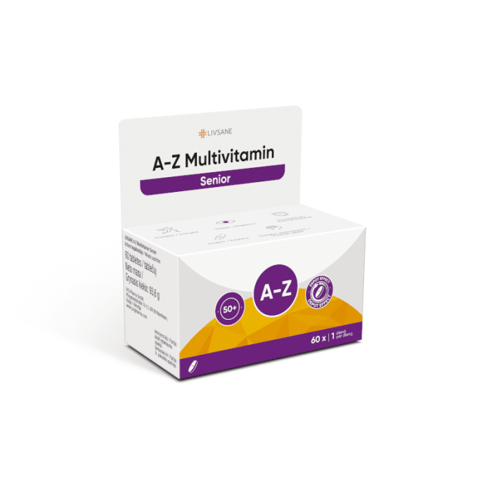LIVSANE A-Z Multivitaminai 50+ tabletės N60
