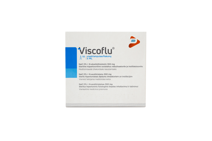 VISCOFLU sterilus hipertoninis fiziologinis tirpalas inhaliavimui ir lašinimui 5 ml, N10
