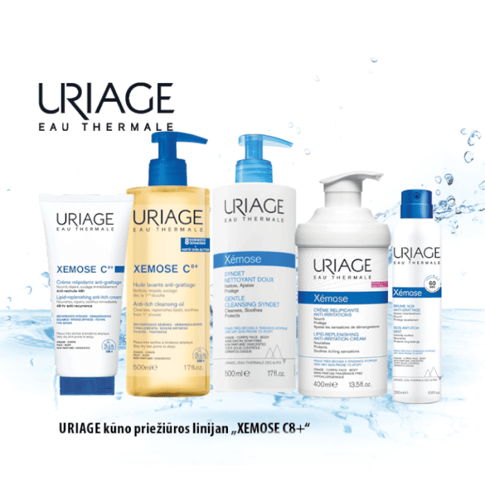 URIAGE, XEMOSE C8+ universalus minkštinamasis kremas su doz., 400ml