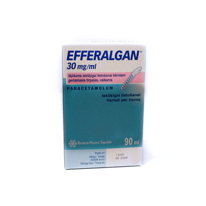 Efferalgan geriamasis tirpalas vaikams 30 mg/ml, 90 ml 