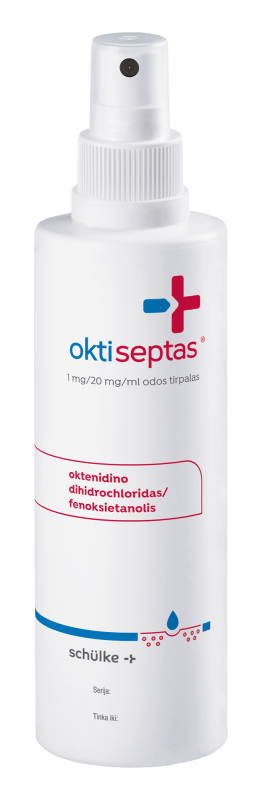 Oktiseptas 1 mg/20 mg/ml odos tirpalas 250 ml