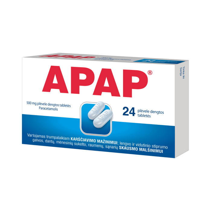 Apap 500 mg plėvele dengtos tabletės N24