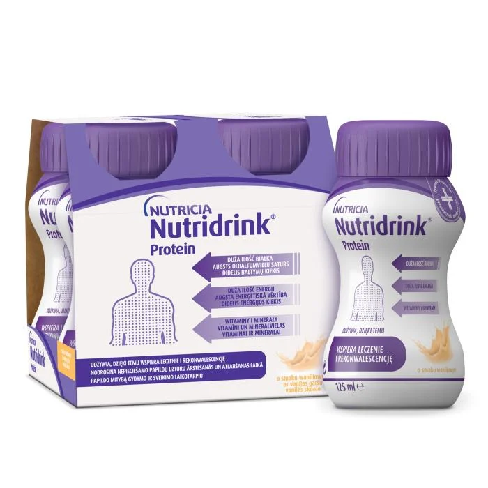 NUTRIDRINK Protein vanilės skonio, 4x125ML