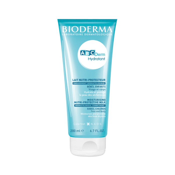 BIODERMA drėkinamasis kūdikių ir vaikų veido ir kūno pienelis ABCDERM HYDRATANT 200 ml