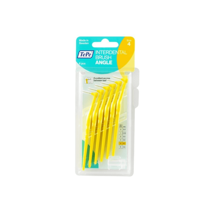 TePe geltoni tarpdančių šepetėliai Angle 0,7 mm, N6