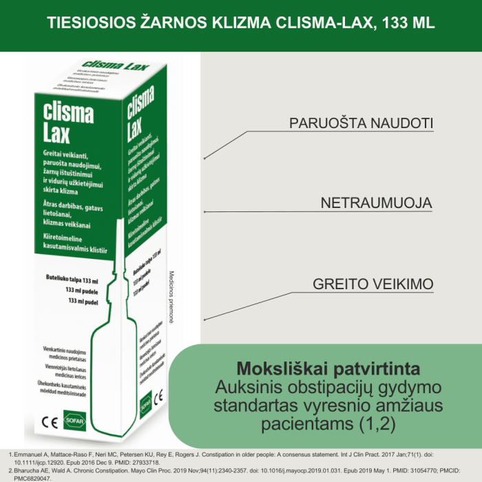 CLISMA-LAX tiesiosios žarnos klizma 133 ml