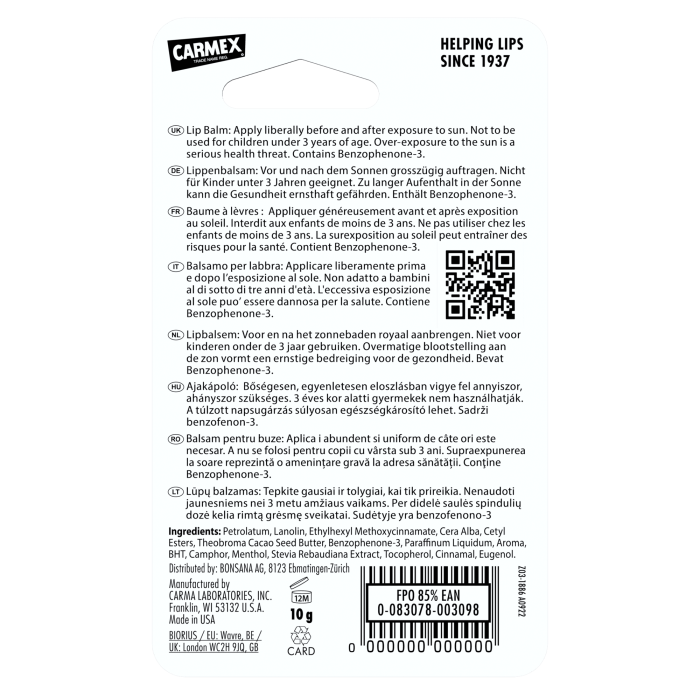 CARMEX lūpų balzamas CHERRY 10 g