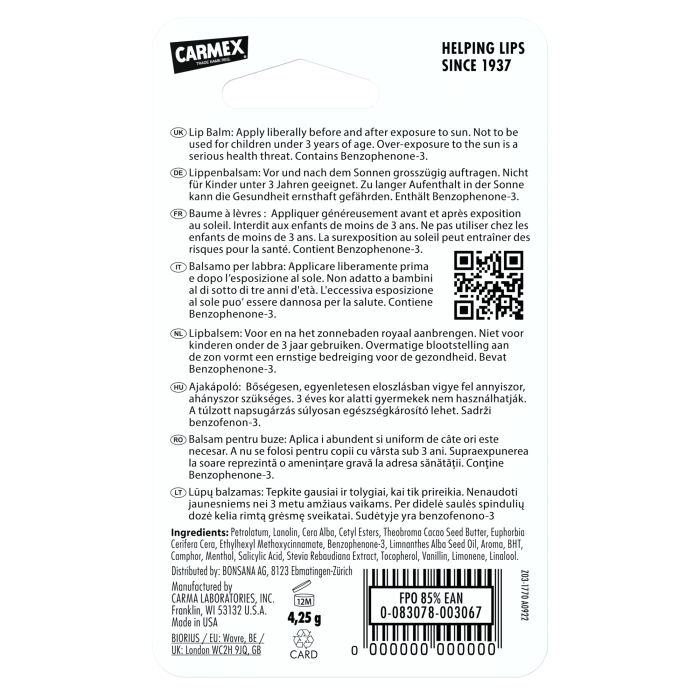 CARMEX lūpų balzamas CLICK STICK, SPF 15, bespalvis 4.25 g