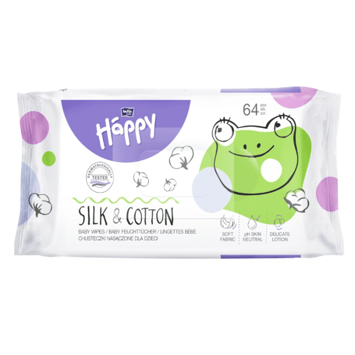 HAPPY SILK AND COTTON drėgnos servetėlės vaikams N64