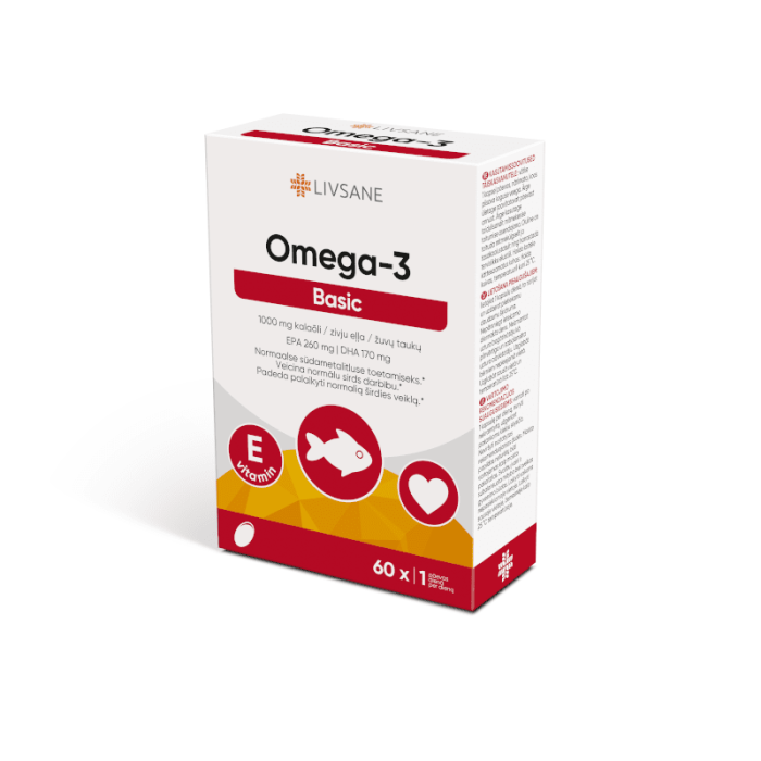 LIVSANE OMEGA-3 + Vitaminas E žuvų taukai N60