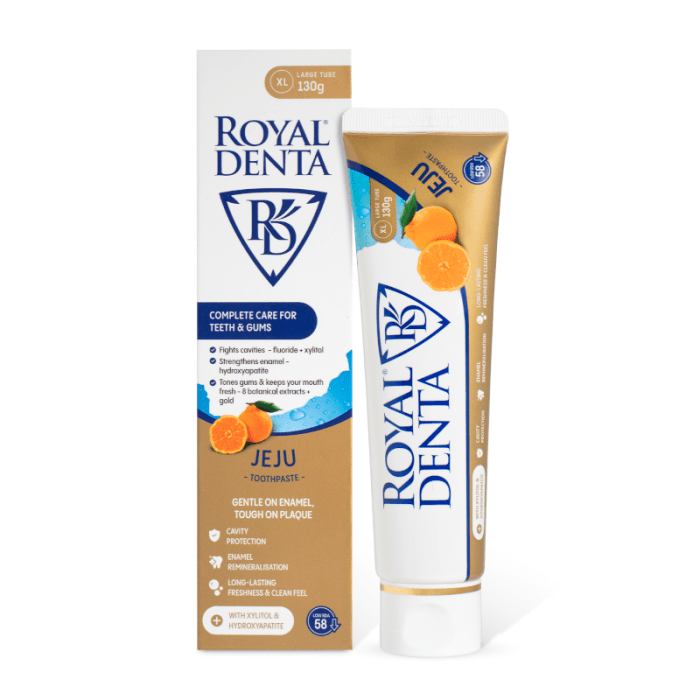 Royal Denta Jeju Citrus And Gold Technology dantų pasta su auksu ir unshiu 130 g